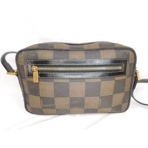 Authentic Vintage Fendi Checkered Leather Trim Shoulder Bag